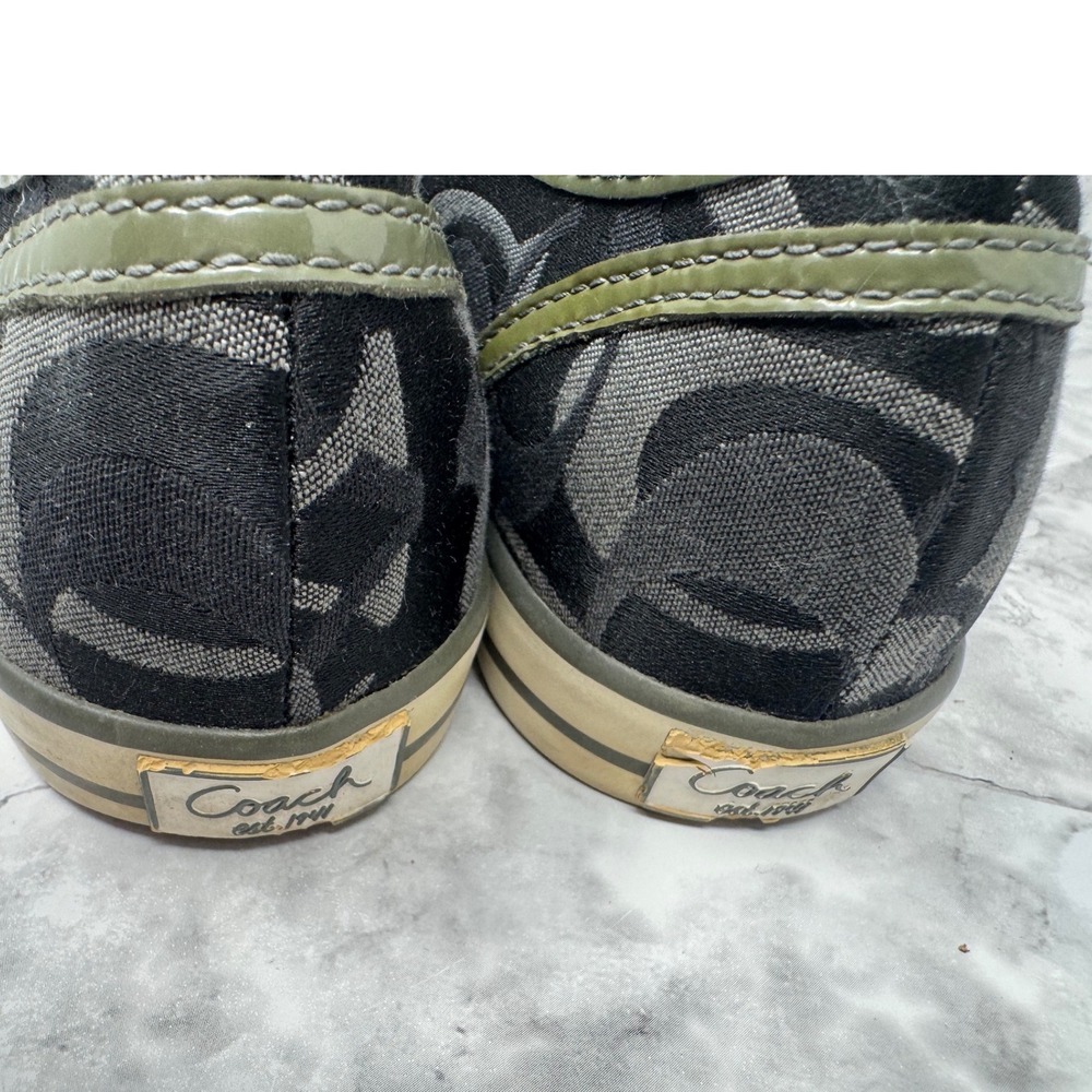 Coach Black & Olive Canvas Low-Top Sneakers - Picture 7 of 12